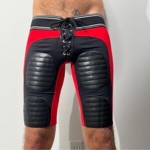 Men's Athletic Shorts with Padded Design - Red and Black
